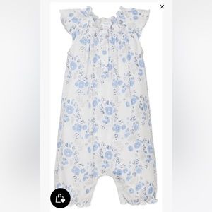 Feather Baby Maria blue floral romper, 9-12 months